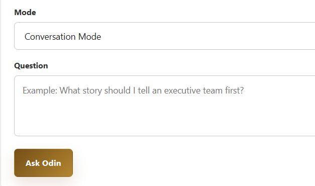 Actual Odin Conversation Mode screen